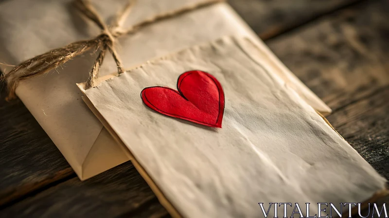 Romantic Heart on Aged Letter AI Image