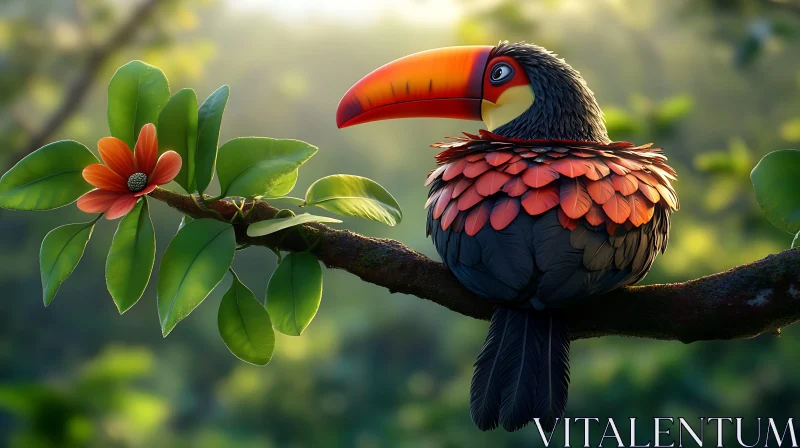 Colorful Toucan in Lush Greenery AI Image