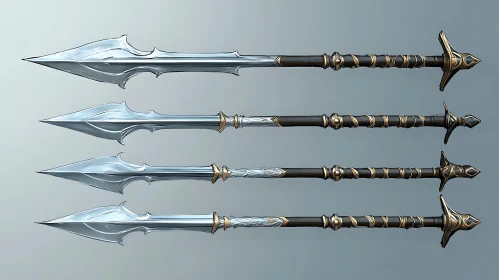 Four Spears with Silver Blades