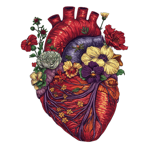 Heart and Flowers Art Print POD Design