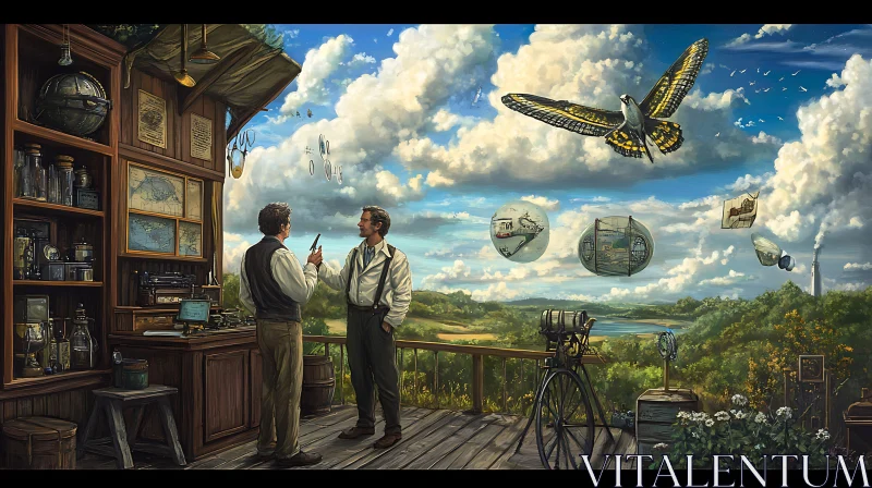 Vintage Era Inventors Discuss Future AI Image