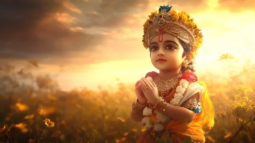 Serene Child in Prayerful Pose