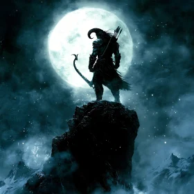 Lone Warrior Under Moonlight