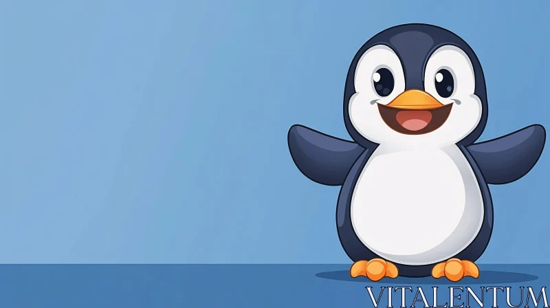 AI ART Playful Penguin on Blue Background