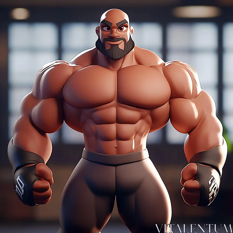 AI ART Cartoon Styled Muscular Man Illustration