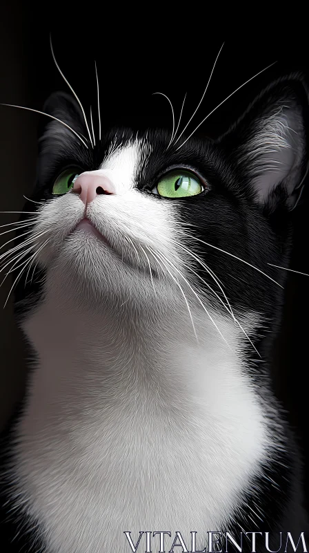 Green-Eyed Cat in Focus AI Image