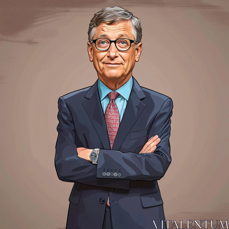 AI ART Bill Gates Illustration in Suit