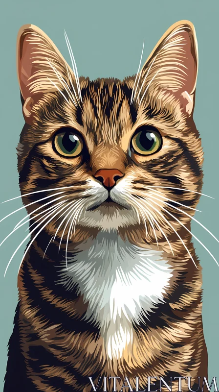 AI ART Illustrated Tabby Cat Portrait