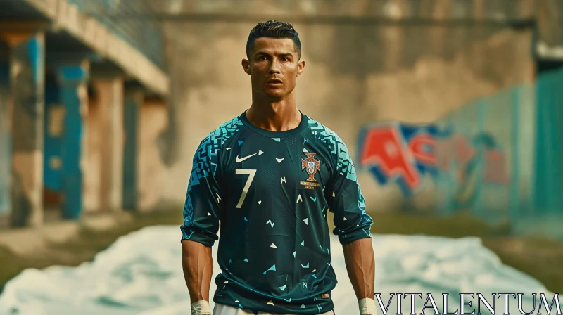 Cristiano Ronaldo Determined Footballer AI Image