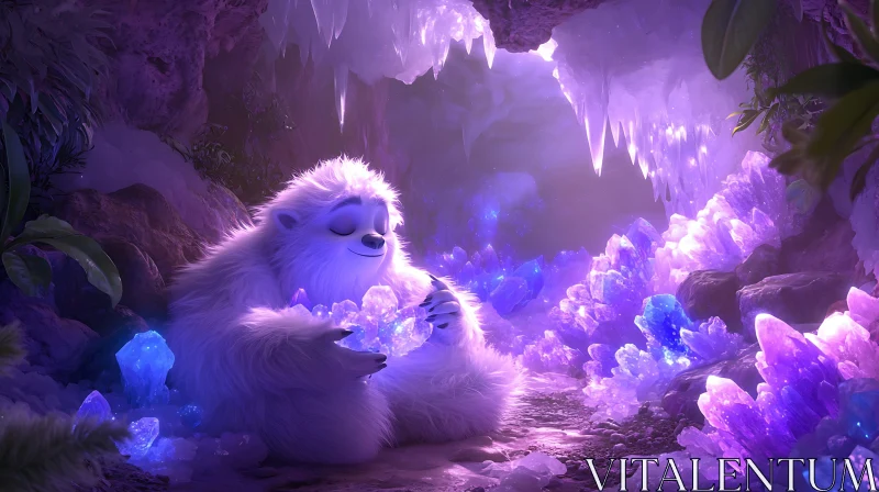 AI ART Mystical Yeti with Glowing Crystals