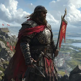 Armored Warrior Overlooking Kingdom