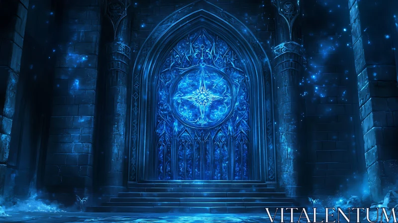 Gothic Blue Portal AI Image