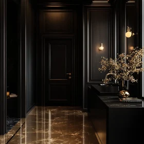 Elegant Modern Hallway with Black and Gold Decor