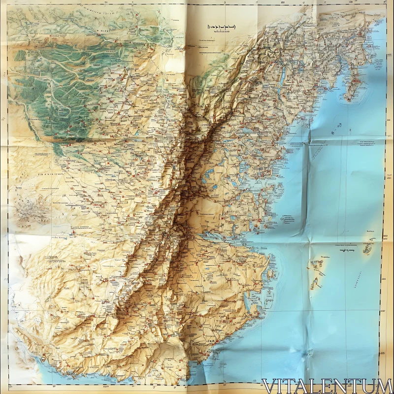 AI ART Antique Topographic Map