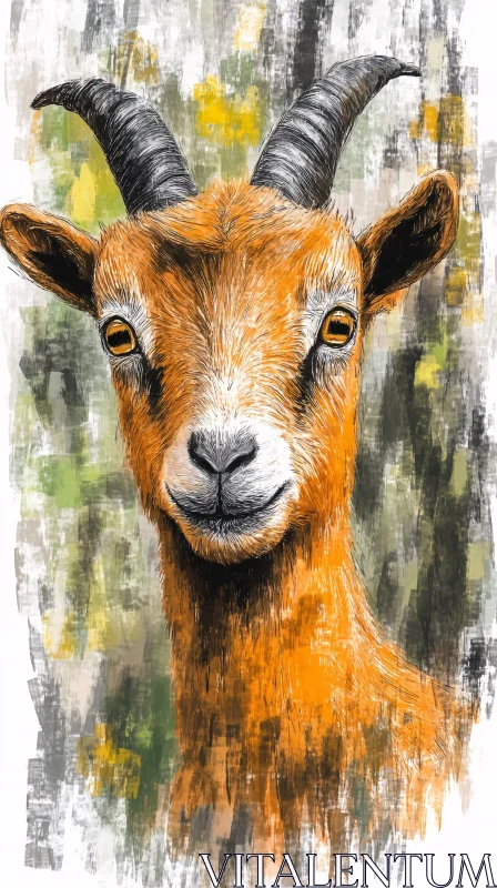 Expressive Goat Portrait Art AI Image