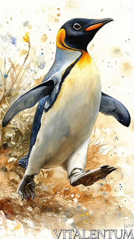 Graceful Penguin Art AI Image