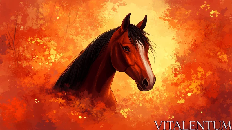 AI ART Artistic Horse Portrait in Warm Tones