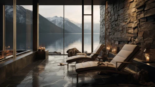 Luxury Lounge with Mountain View: Timeless Elegance and Serenity