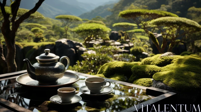 Tea Ceremony in the Mountains of Japan: A Romanticized Naturalistic View AI Image