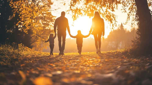 Silhouette Family at Sunset