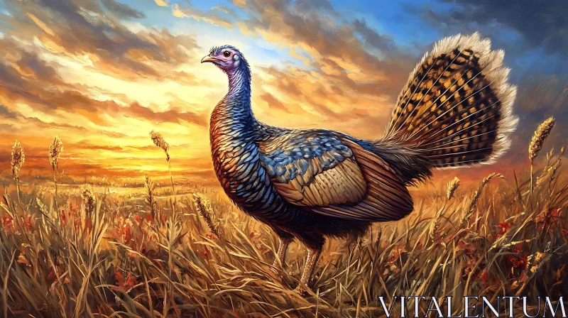 Wild Turkey at Dusk Painting AI Image