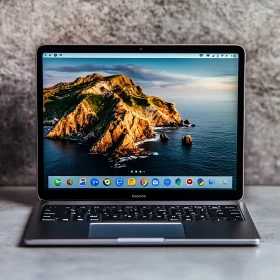 State-of-the-Art Laptop with Island Background