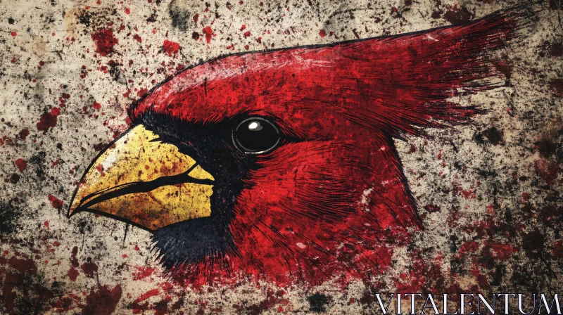 Gritty Cardinal Close-Up AI Image