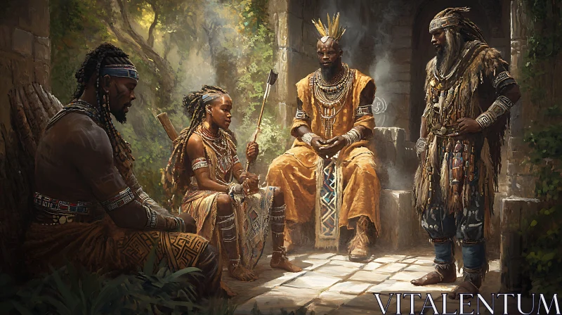 Traditional African Attire and Group Portrait AI Image