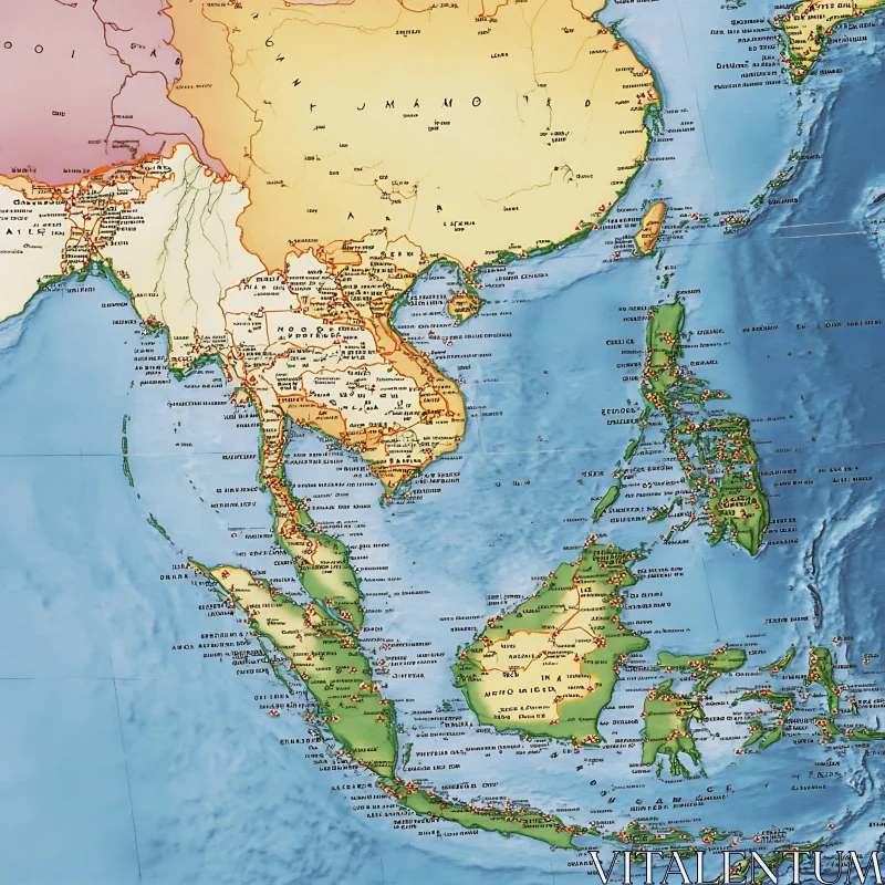 Geographic Art of Southeast Asia AI Image