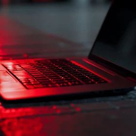 Laptop Keyboard under Red Illumination