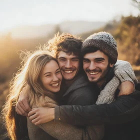 Three Friends, Golden Light, Happy Faces