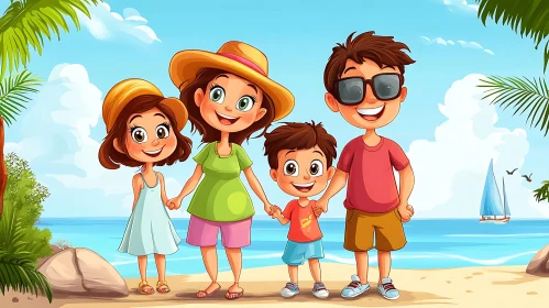 Happy Family on Summer Beach Holiday