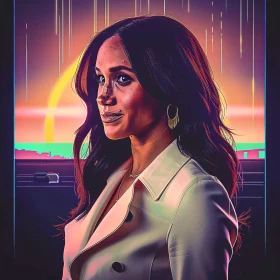 Digital Illustration of Meghan Markle at Sunset