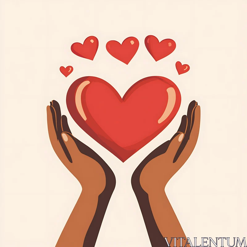 AI ART Hands Holding Hearts Illustration