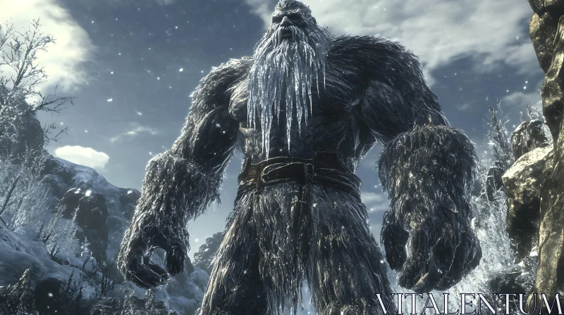 Winter Yeti Creature in the Snow AI Image