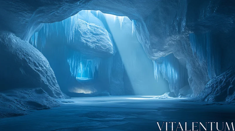 AI ART Serene Frozen Landscape Within an Ice Cave