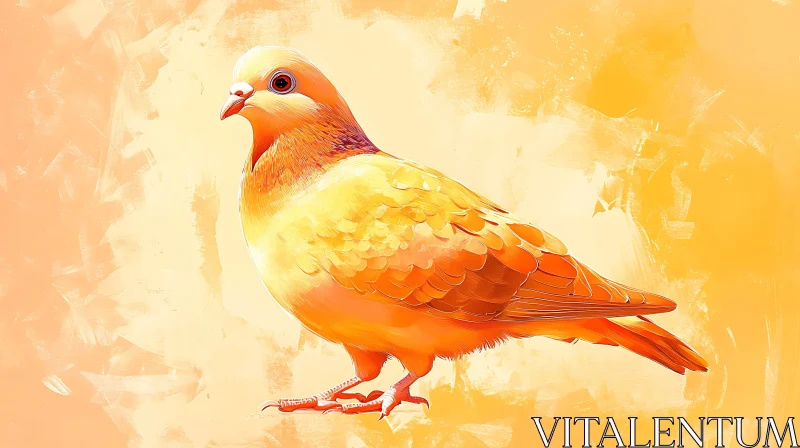 AI ART Golden Bird Digital Painting