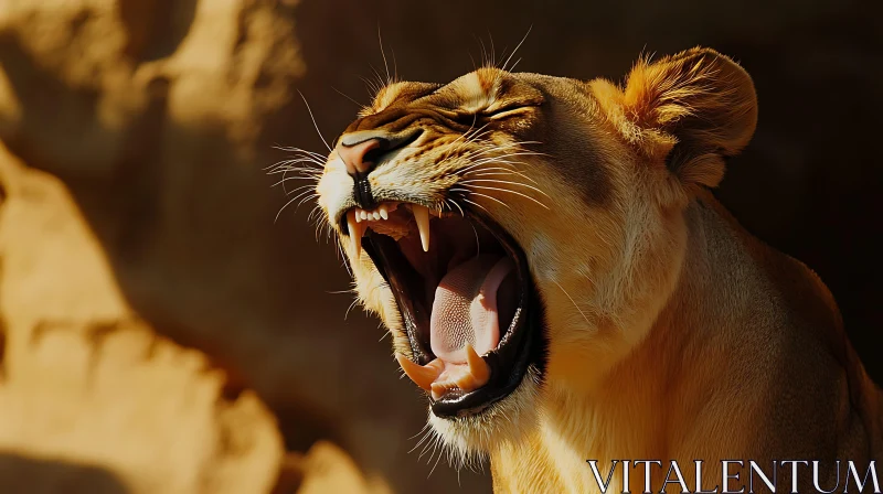 AI ART Lioness Yawn Close-Up