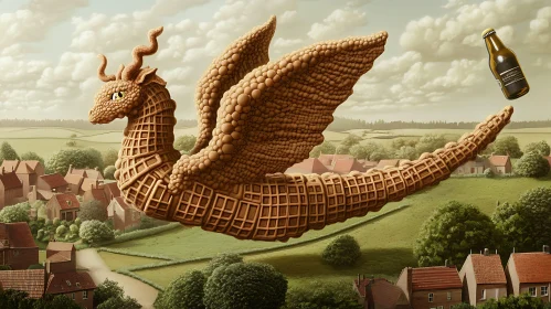 Fantasy Waffle Dragon in Flight