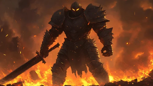 Armored Warrior in Flames