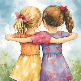 Two Friends United in Watercolor