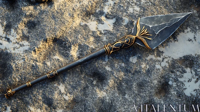 Ancient Spear with Golden Details AI Image