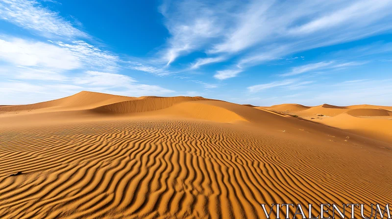 Desert Sandscape Under Blue Skies AI Image