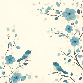 Bluebirds Among Blossoms Serene Art