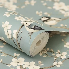 Nature-Inspired Bird and Blossom Wallpaper