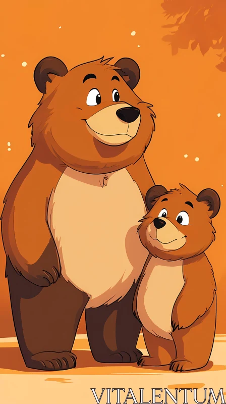 Cute Cartoon Bear Family AI Image