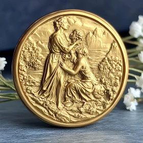 Classical Figures in Golden Relief Art