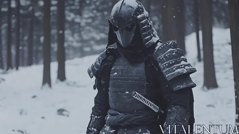 AI ART Armored Warrior in Winter Landscape