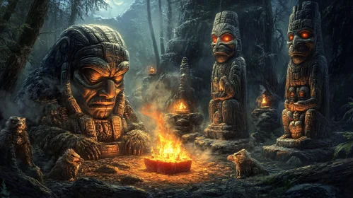 Ancient Totems by Firelight