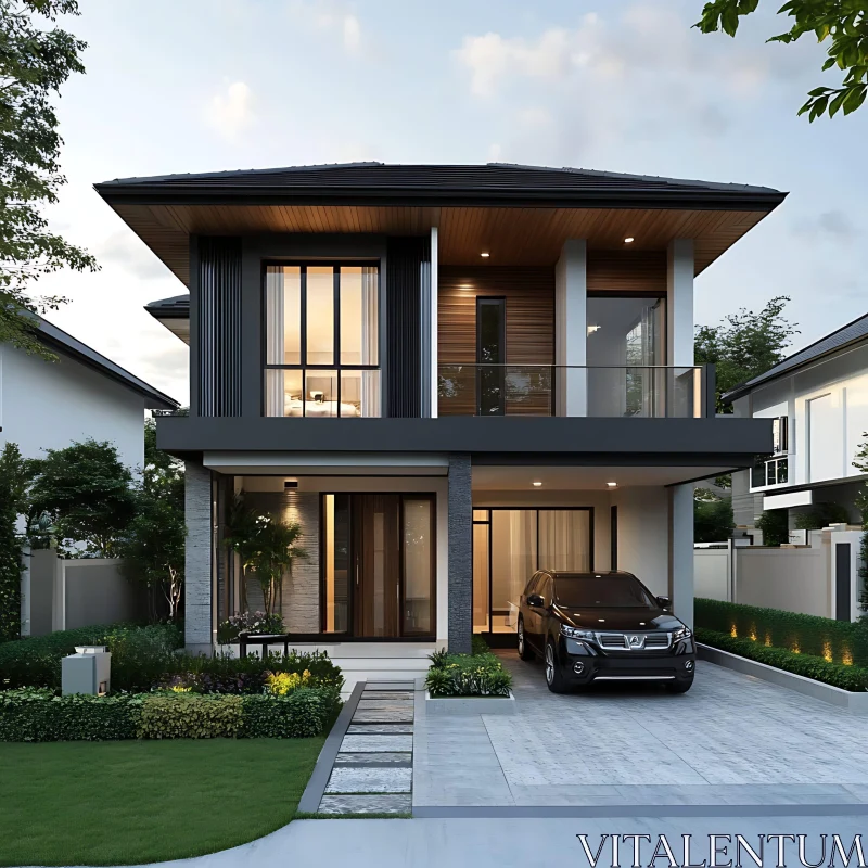 Luxury Contemporary Home with Spacious Carport AI Image